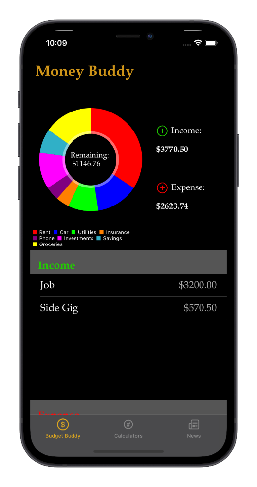 Money Buddy Expense Tracker screen shot on iOS